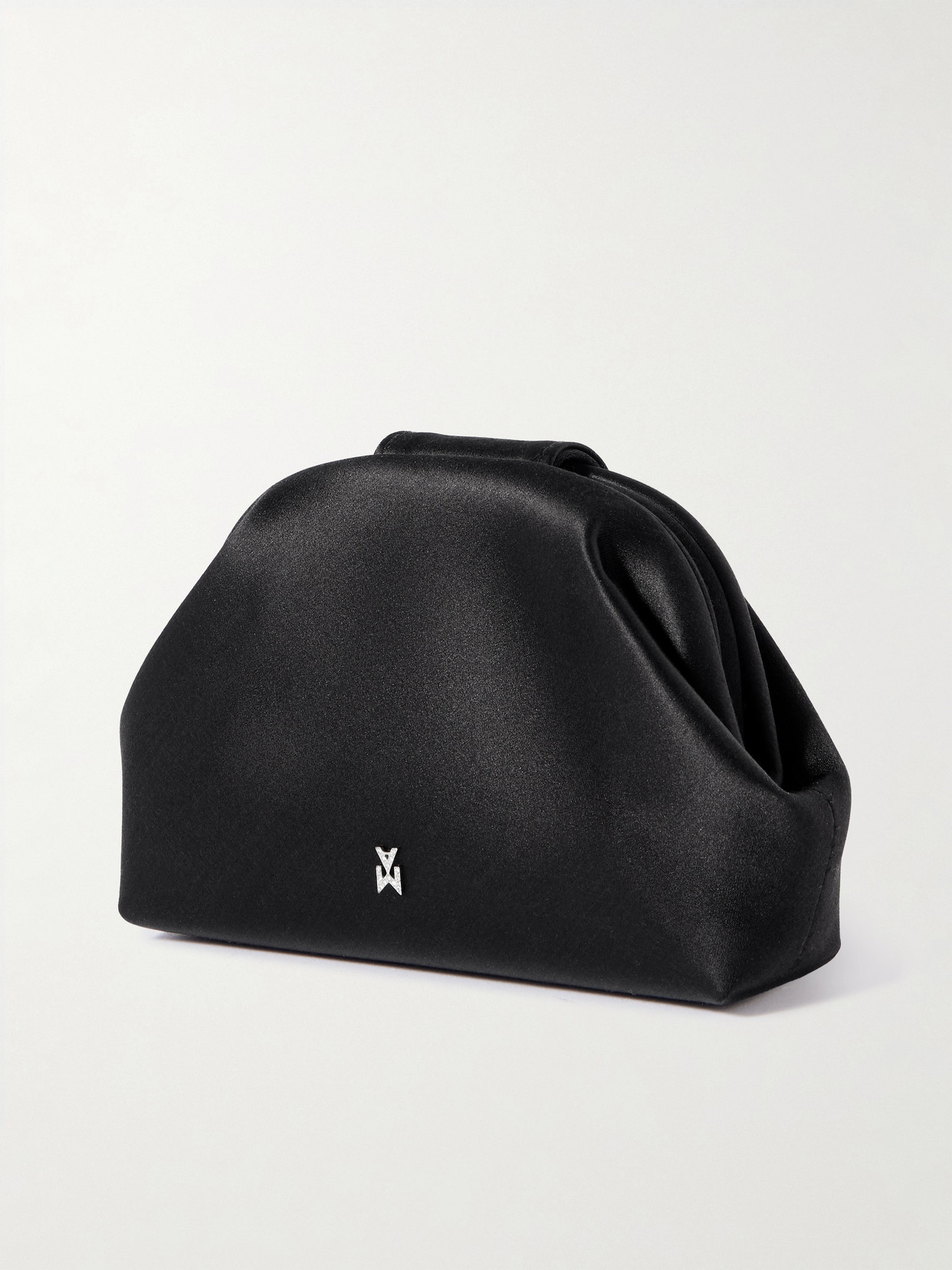 Amina Muaddi Camelia Micro Crystal-embellished Satin Clutch In Black