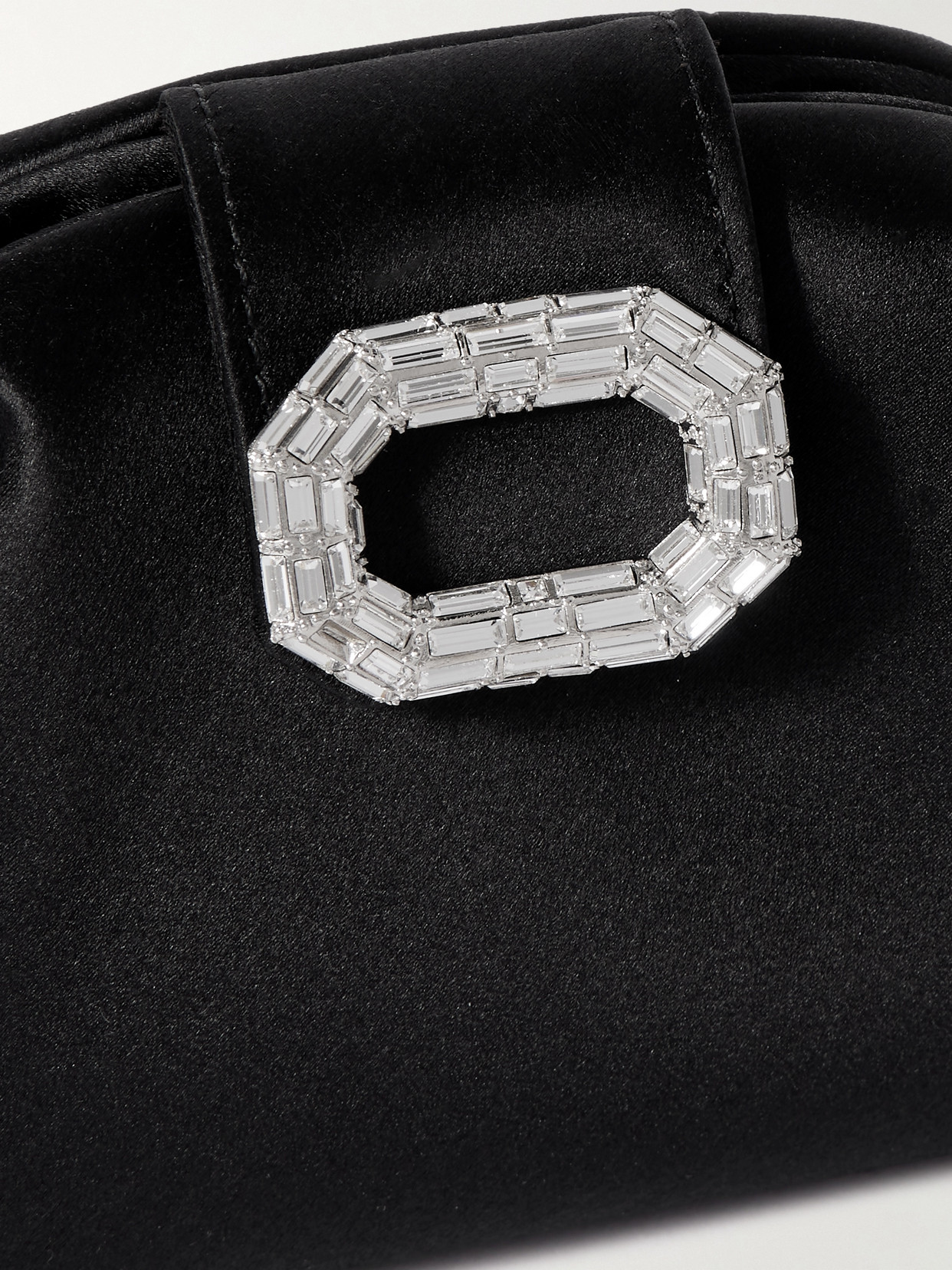 Amina Muaddi Camelia Micro Crystal-embellished Satin Clutch In Black