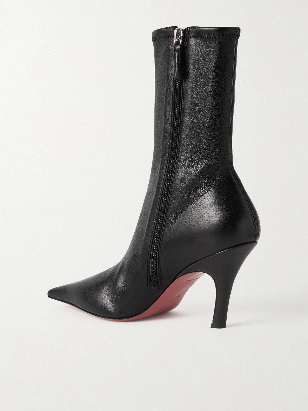 Amina Muaddi Jamie Nappa Leather Ankle Boots Stiletto In Black