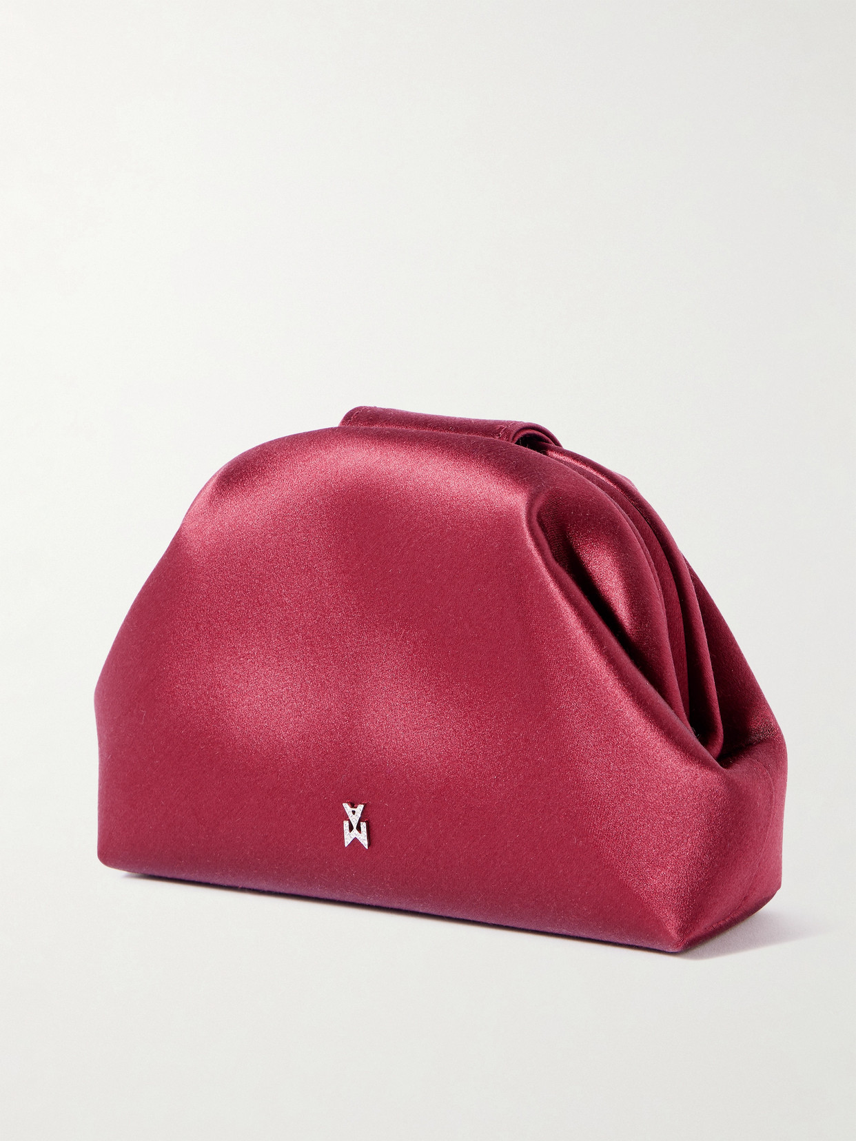 Amina Muaddi Camelia Micro Crystal-embellished Satin Clutch In Burgundy