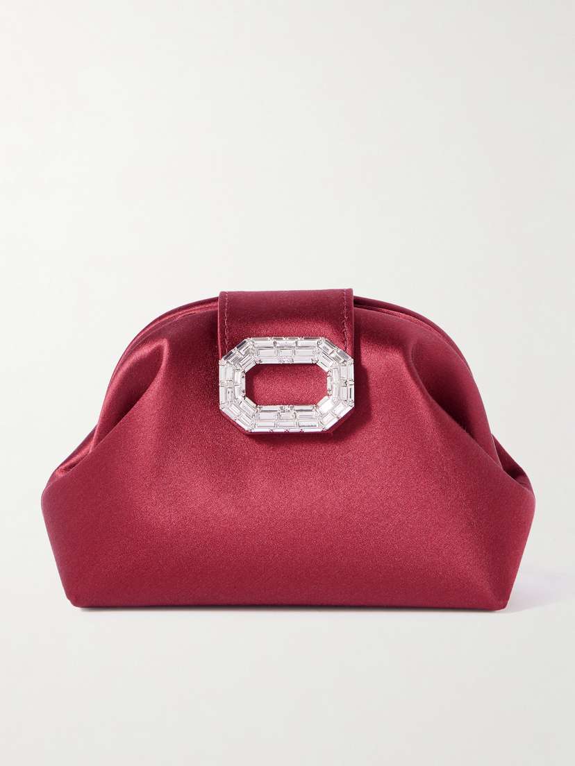 Amina Muaddi Camelia Micro Crystal-embellished Satin Clutch