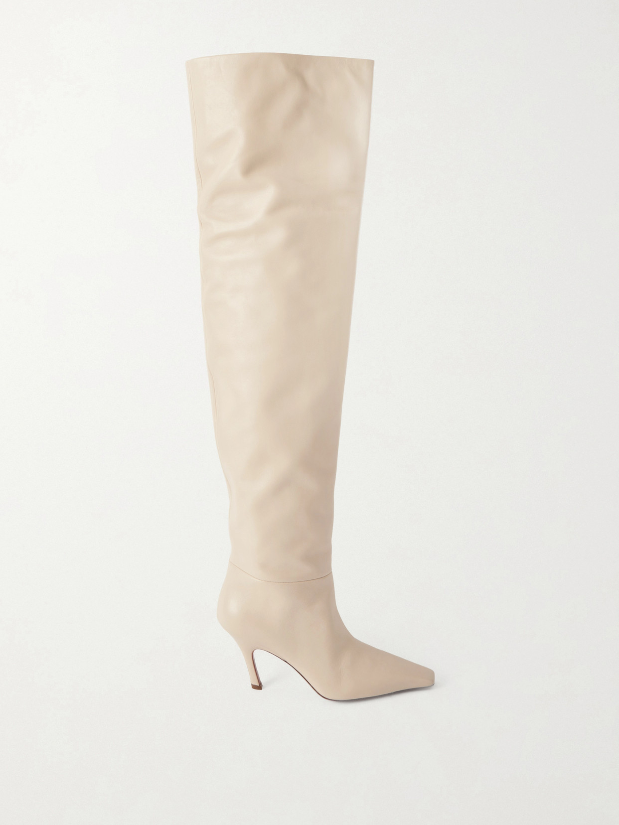 Amina Muaddi Jamie Leather Over-the-knee Boots In Animal Print