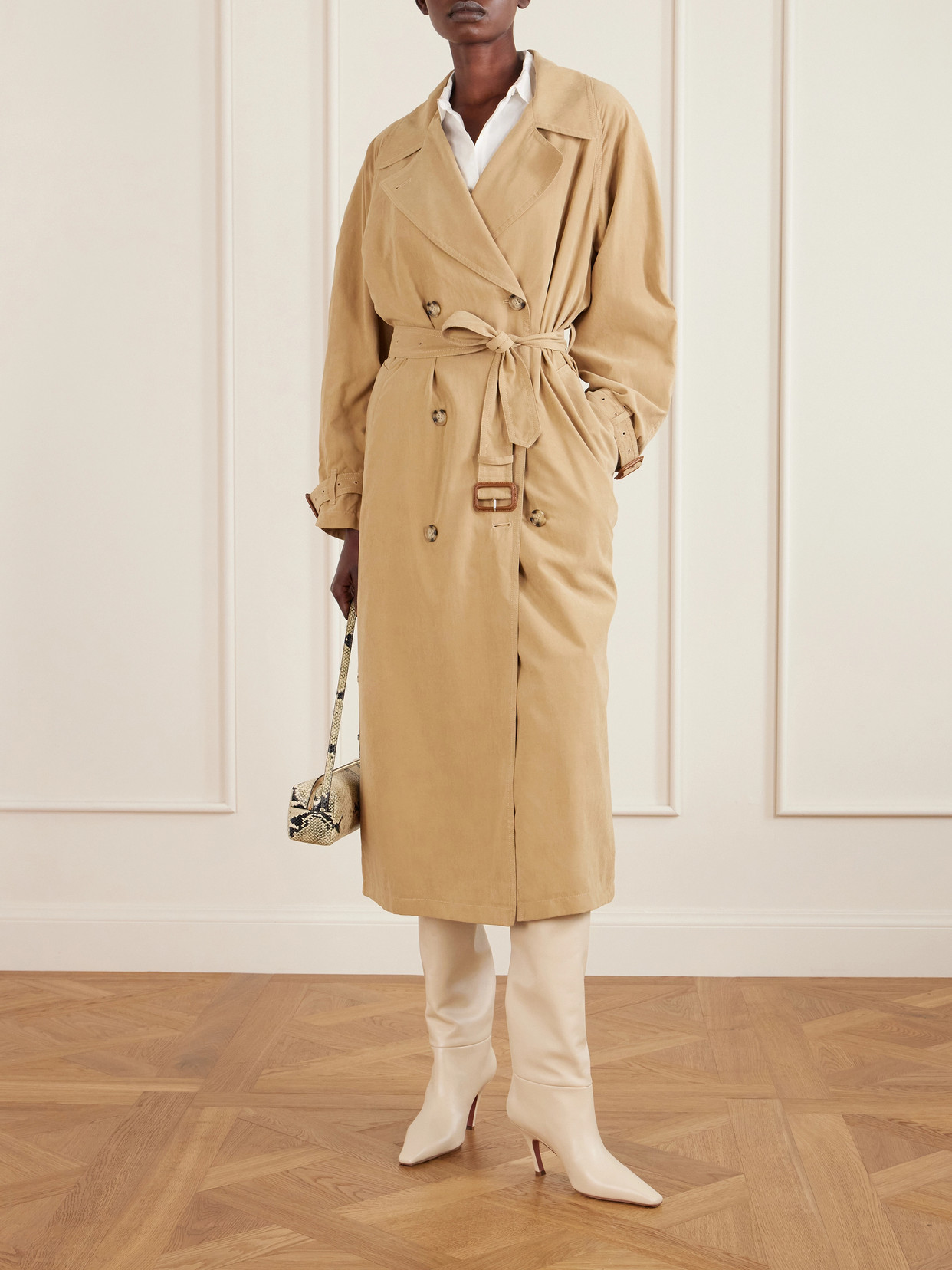 Amina Muaddi Jamie Leather Over-the-knee Boots In Animal Print