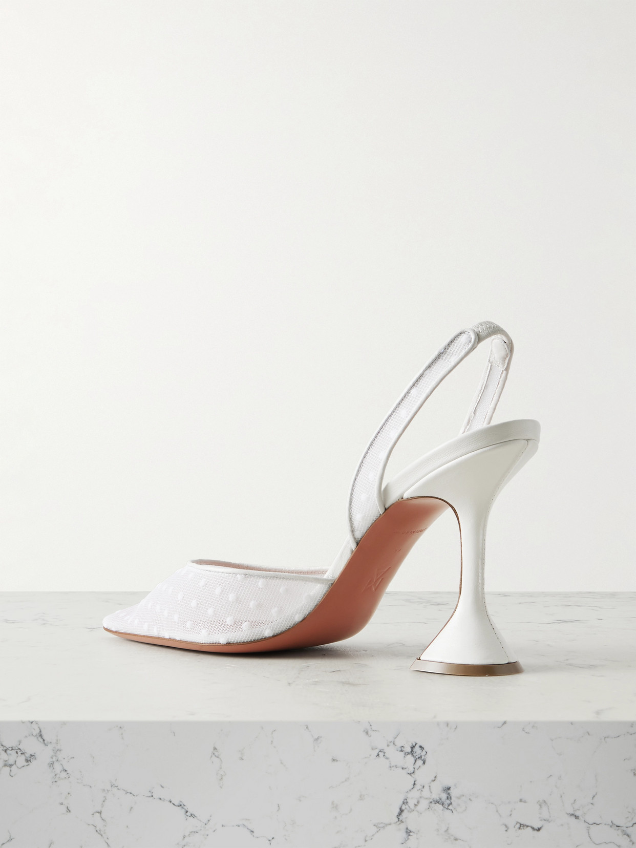 Holli Leather-Trimmed Flocked Polka-Dot Slingback