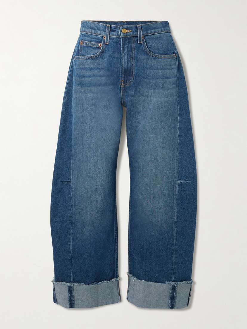 B SIDES Relaxed Lasso Frayed Mid-rise Barrel-leg Jeans