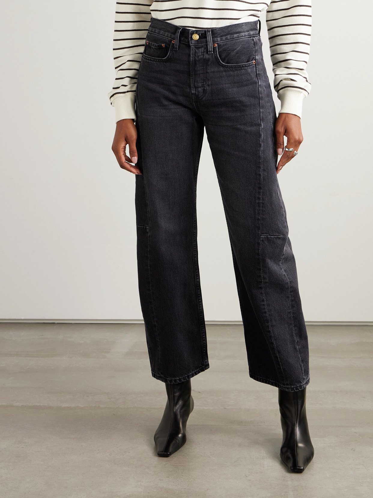 B Sides Slim Lasso Wide-leg Jeans In Gray