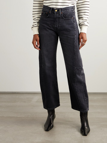 B Sides Slim Lasso cropped mid-rise wide-leg jeans
