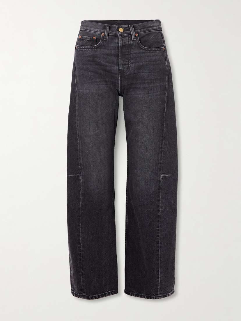 B SIDES Slim Lasso Cropped Mid-rise Wide-leg Jeans