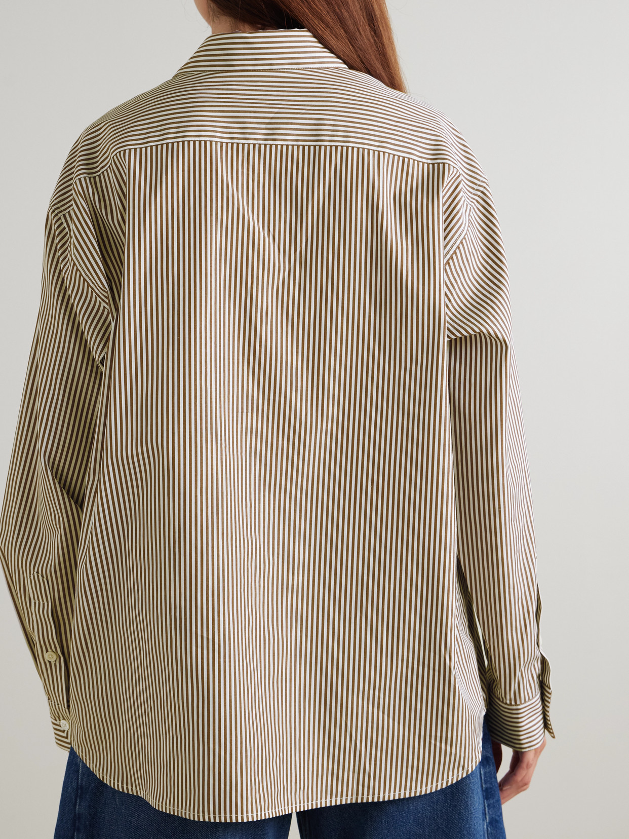 B Sides Nolan Striped Cotton-poplin Shirt In Brown