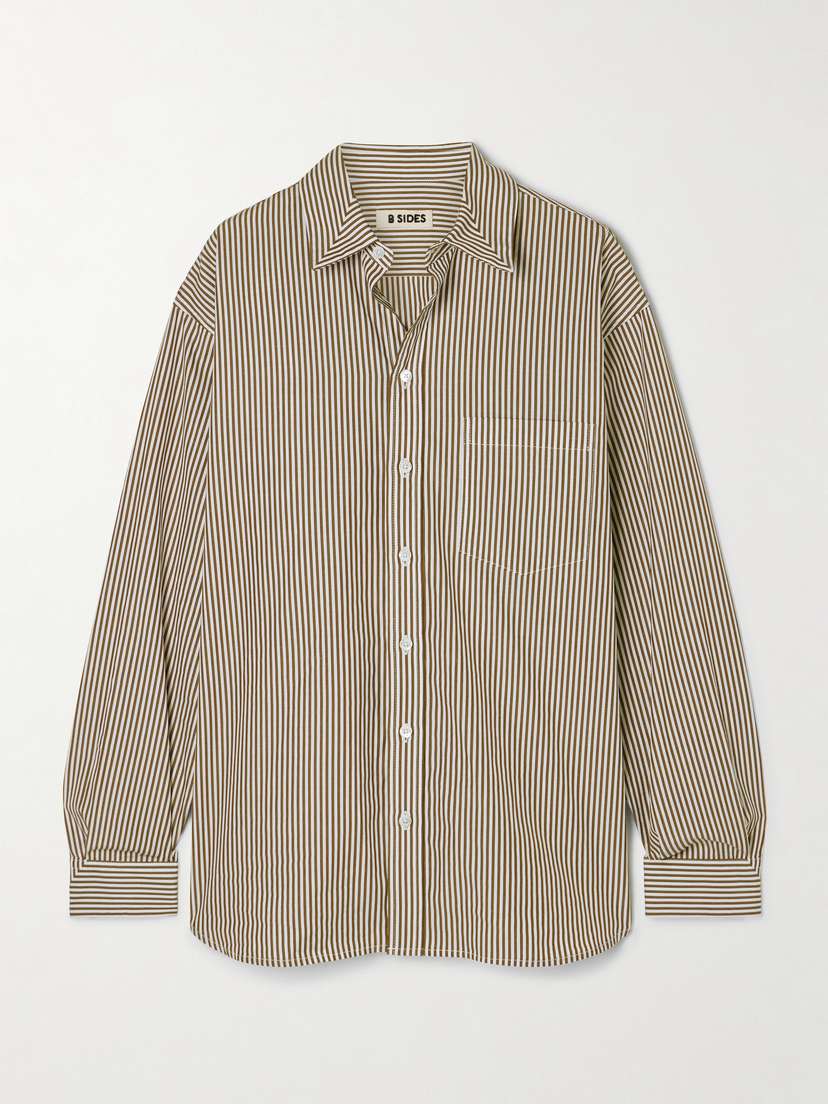 B SIDES Nolan Striped Cotton-poplin Shirt