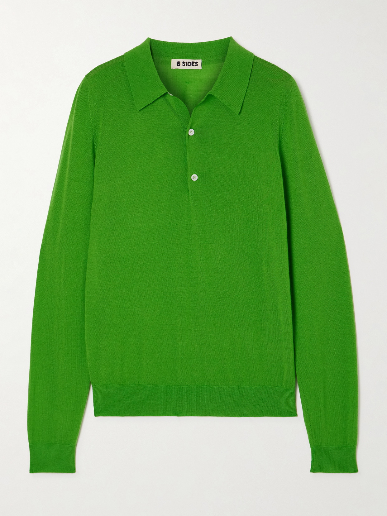 B Sides Merino Wool Polo Sweater In Green