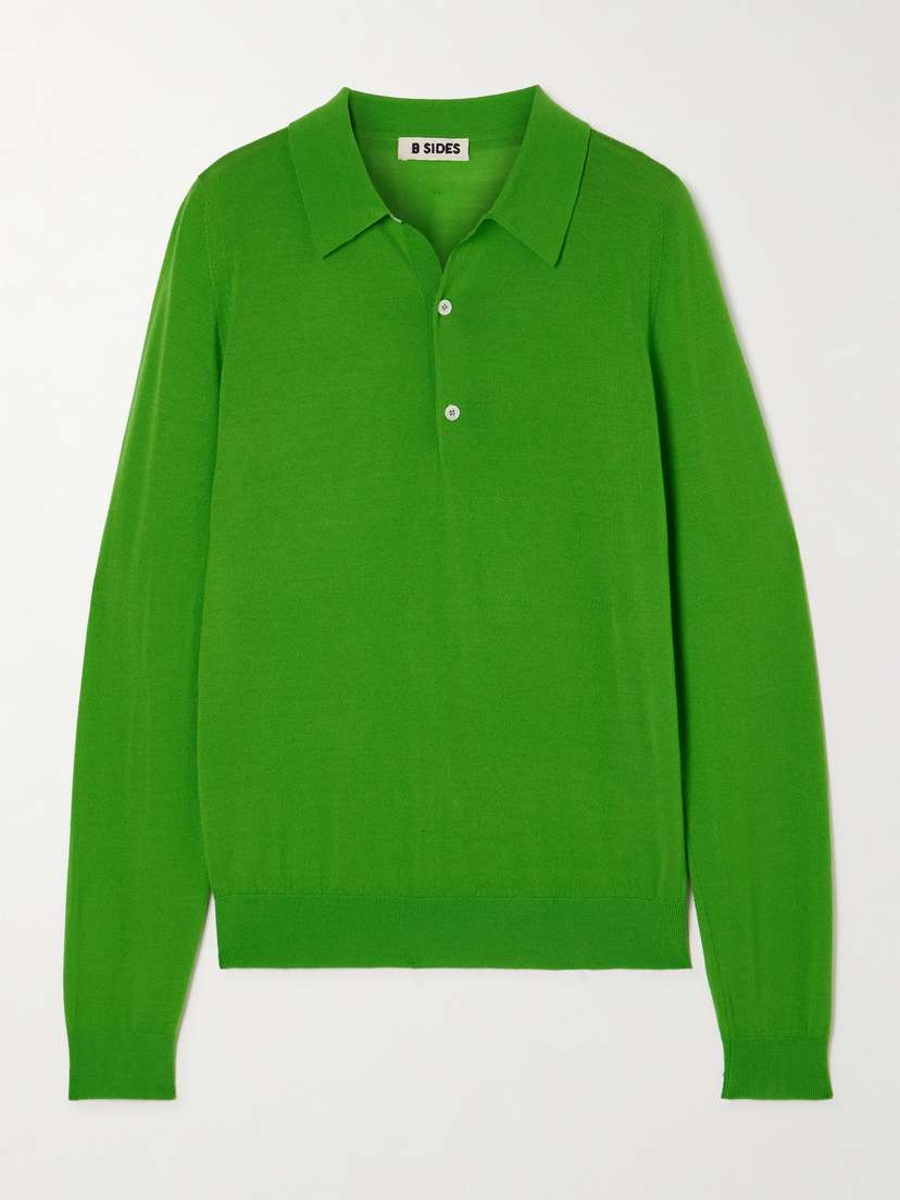 B SIDES Merino Wool Polo Sweater