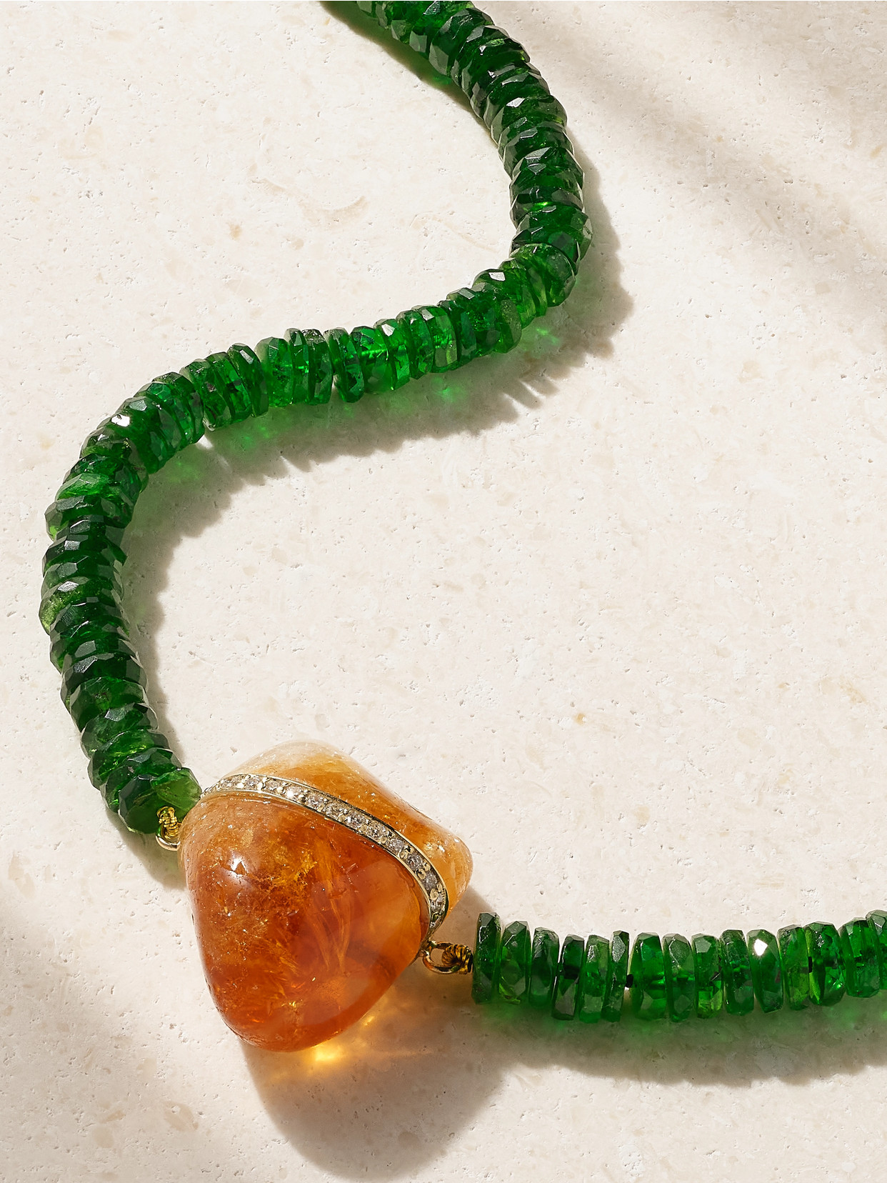 Jia Jia 14-karat Gold Multi-stone Necklace In Green