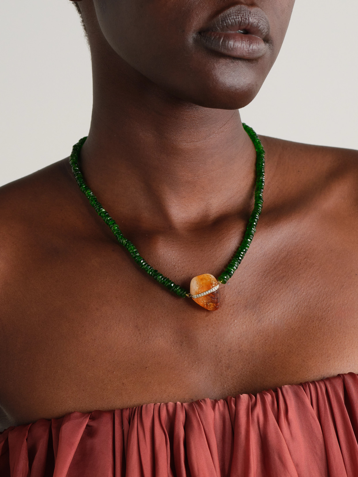 Jia Jia 14-karat Gold Multi-stone Necklace In Green