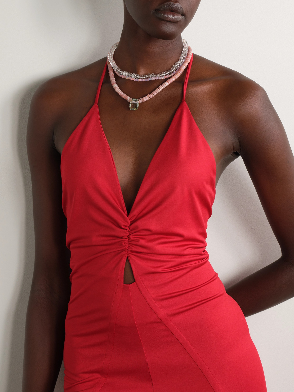 Jia Jia 14-karat Gold Multi-stone Necklace In Pink