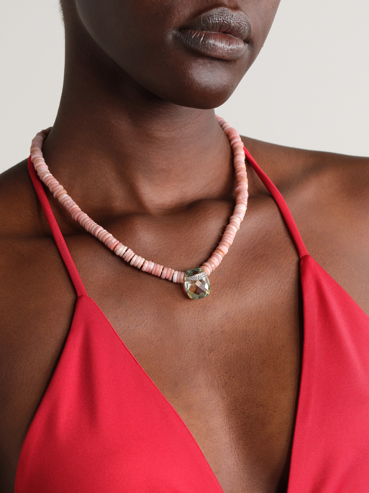 Jia Jia 14-karat Gold Multi-stone Necklace In Pink