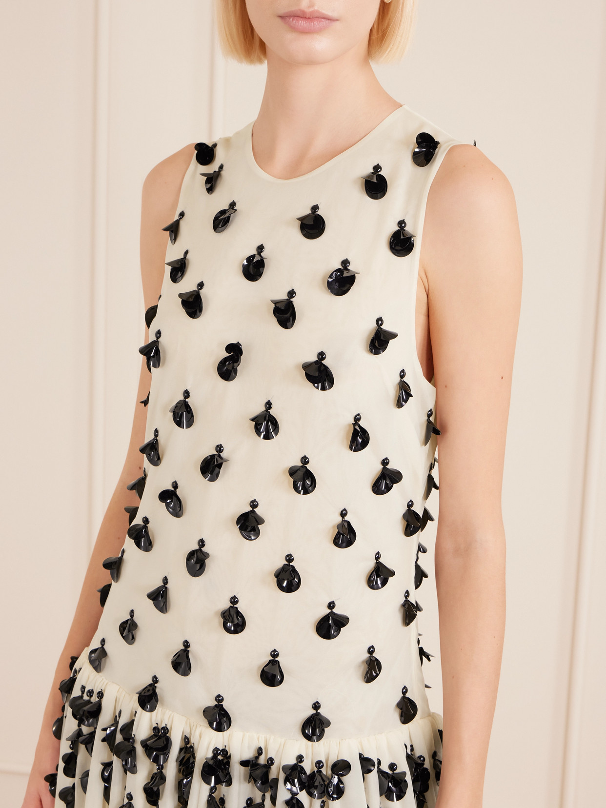 Diotima Embellished Pleated Organza Midi Dress In White