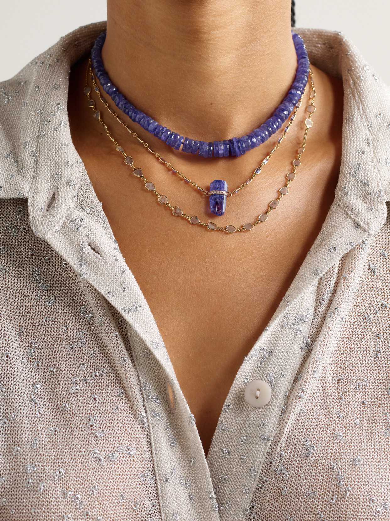 Jia Jia 14-karat Gold, Tanzanite And Diamond Necklace In Gold