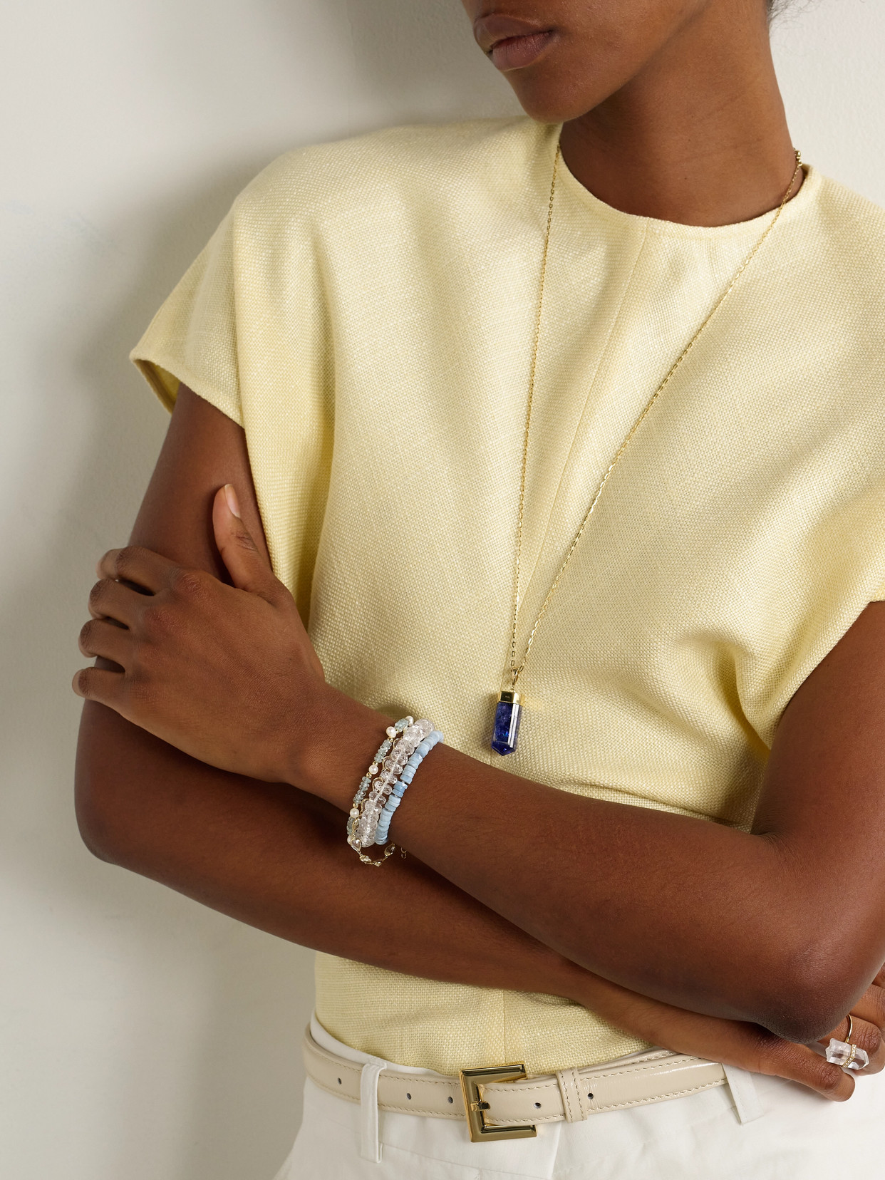 Jia Jia 14-karat Gold, Aquamarine And Pearl Bracelet