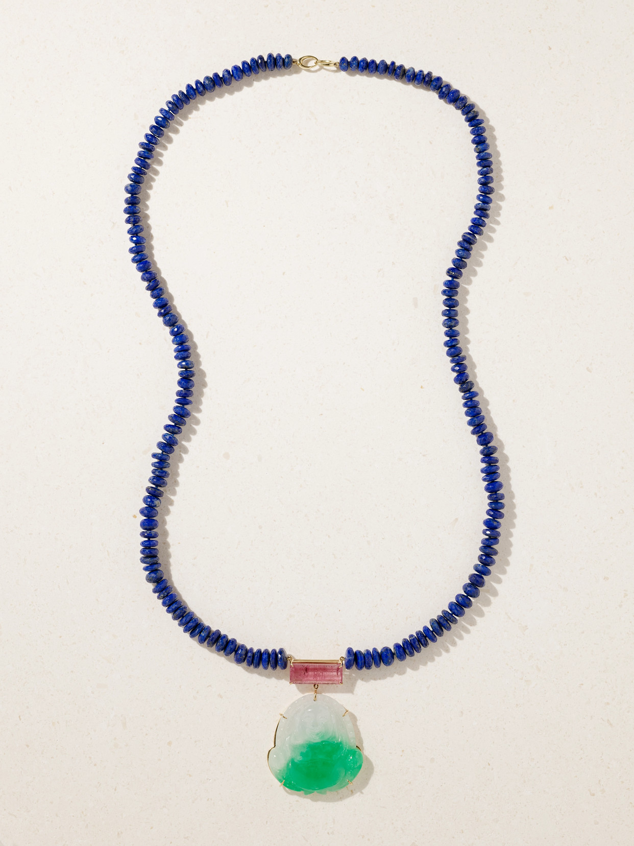 Jia Jia Happy Buddha Gold Multi-stone Necklace