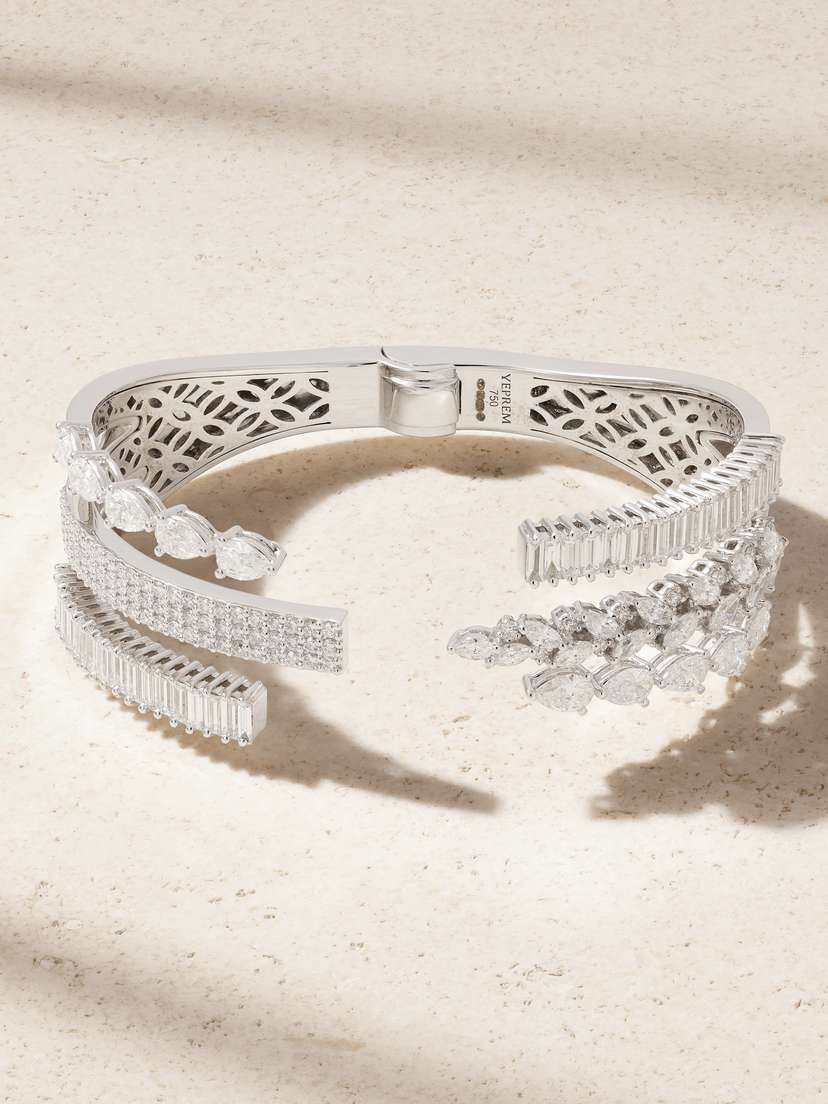 YEPREM Y-couture 18-karat White Gold Diamond Cuff