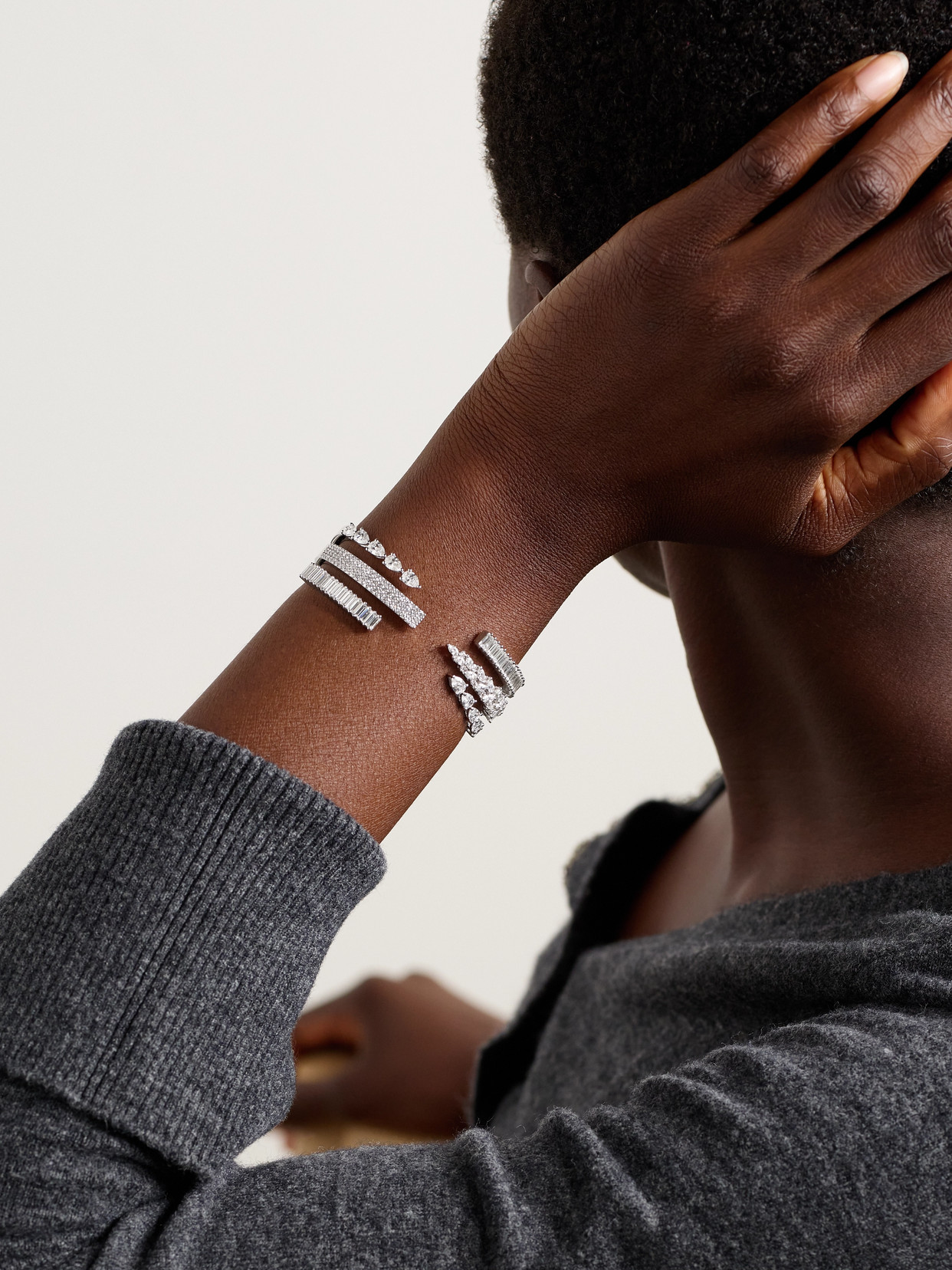 Yeprem Y-couture 18-karat White Gold Diamond Cuff In Gold