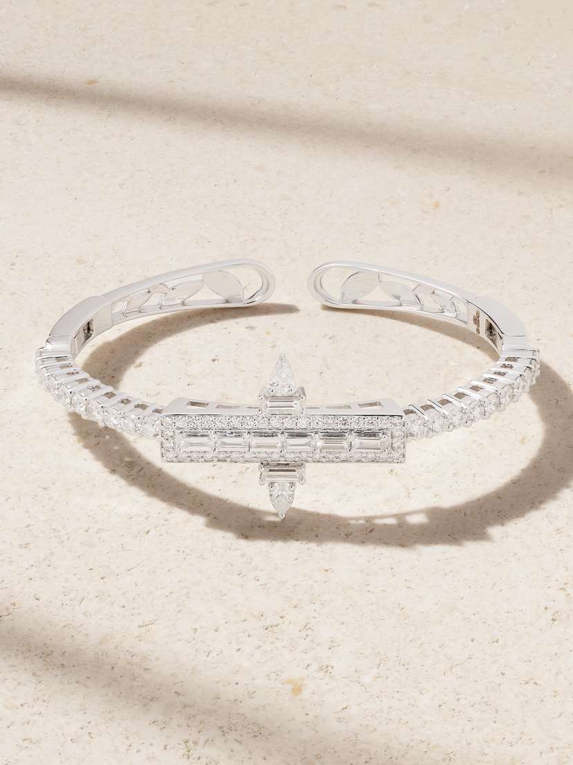 YEPREM 18-karat White Gold Diamond Bangle