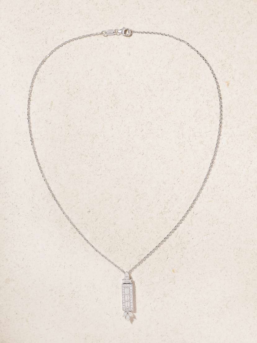 YEPREM 18-karat White Gold Diamond Necklace
