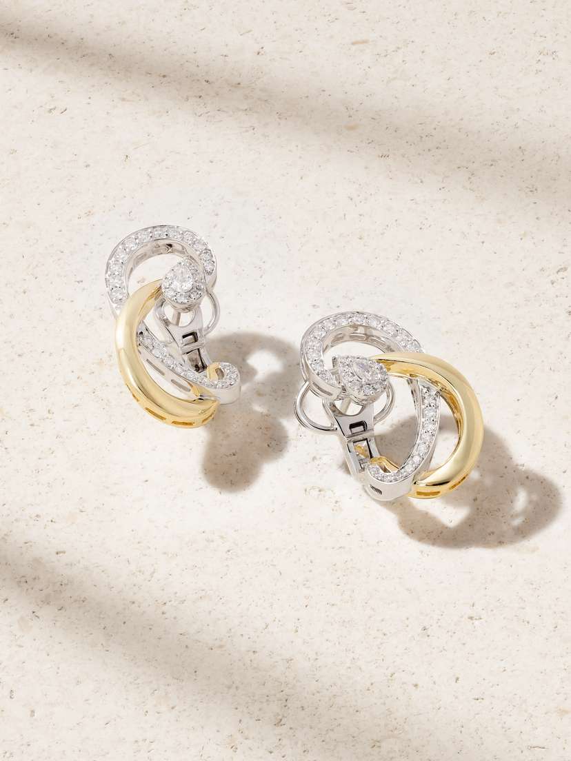 YEPREM 18-karat Yellow And White Gold Diamond Earrings