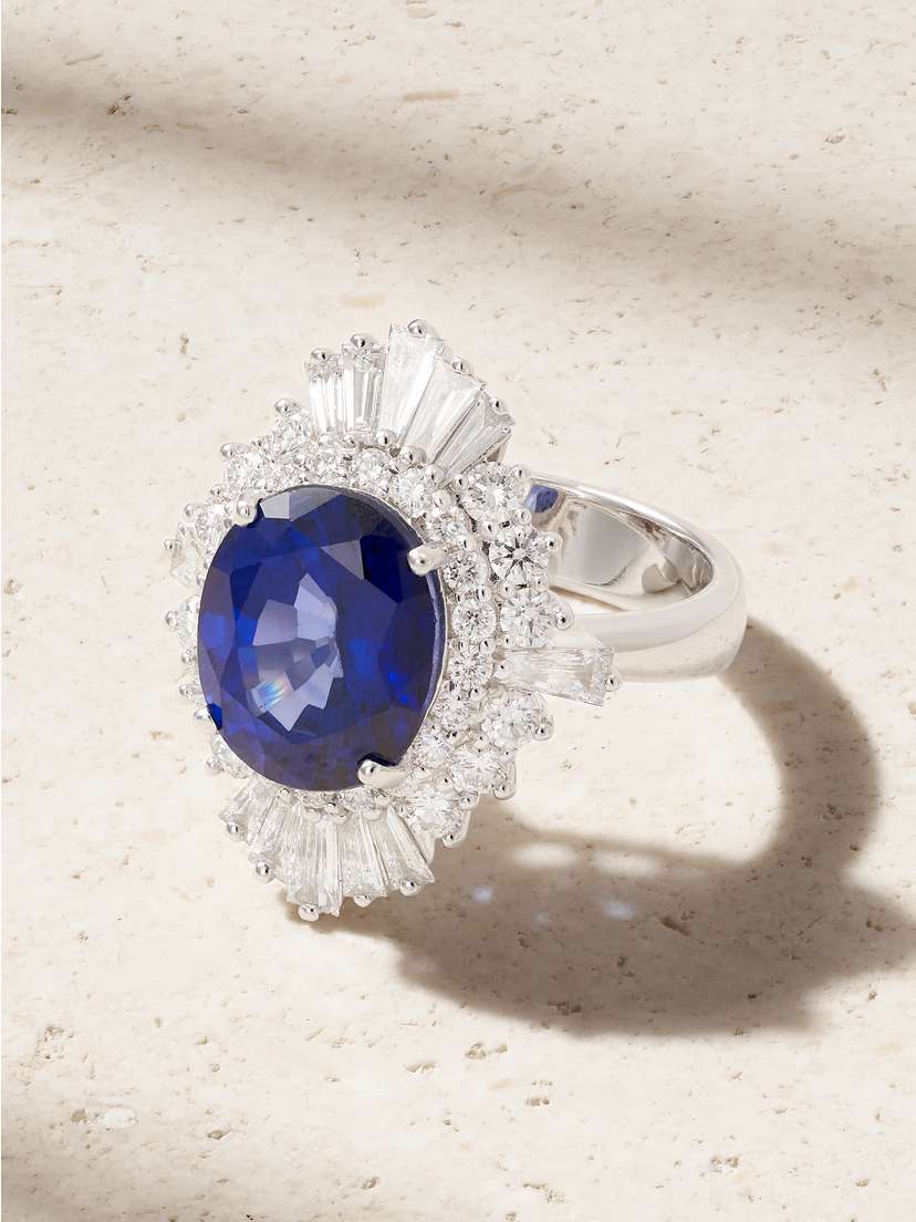 YEPREM 18-karat White Gold, Sapphire And Diamond Ring