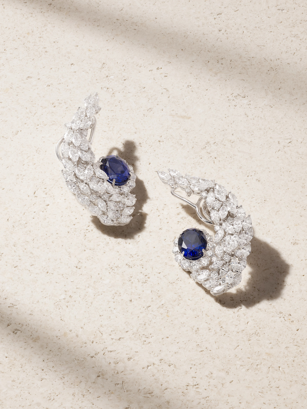 Yeprem 18-karat White Gold, Diamond And Sapphire Earrings