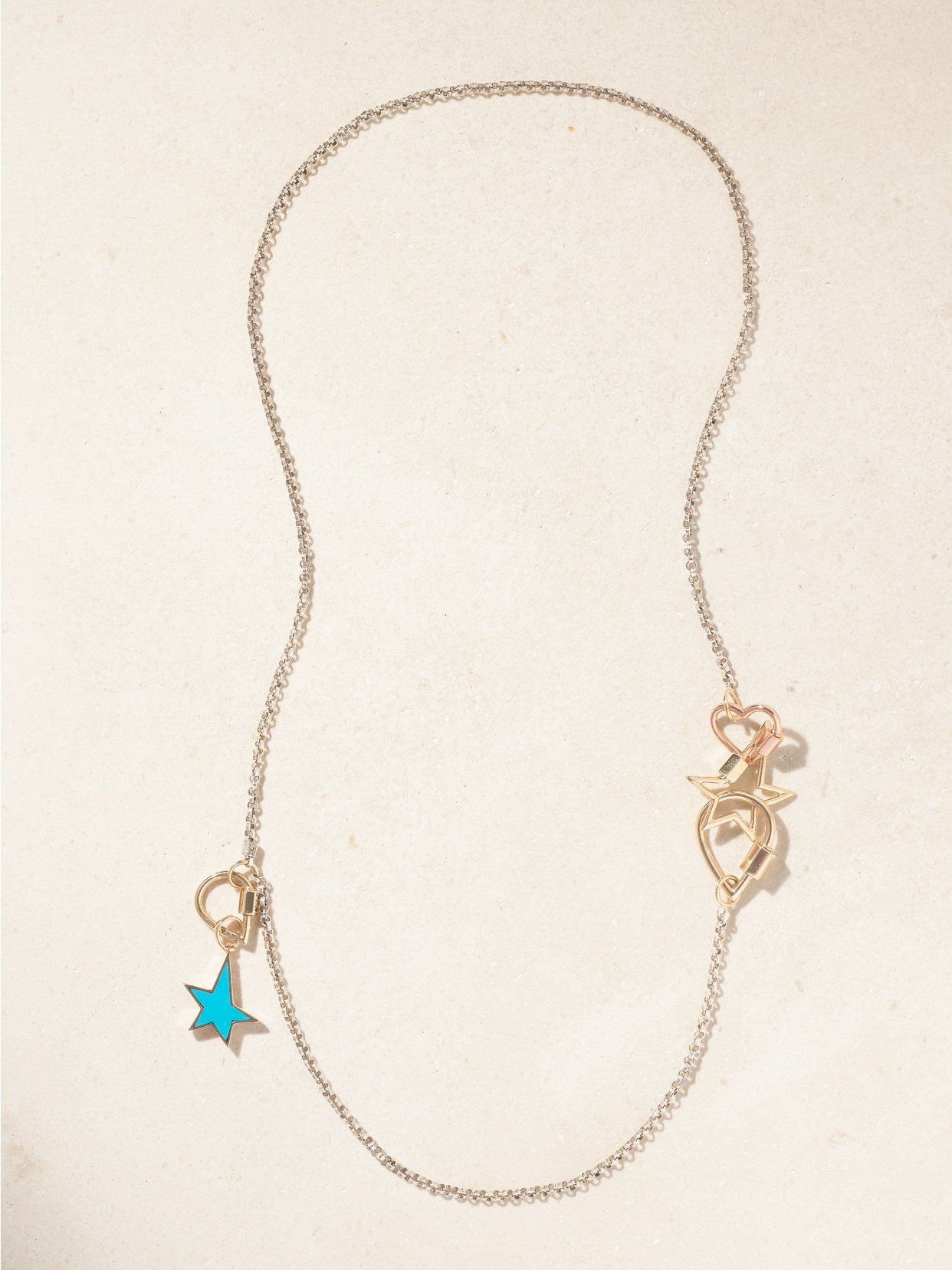 Marla Aaron Baby Heartlock + Starlock + Baby Droplock + 3 Loop Rolo Chain Sterling Silver, 14-karat Yellow And R In Gold