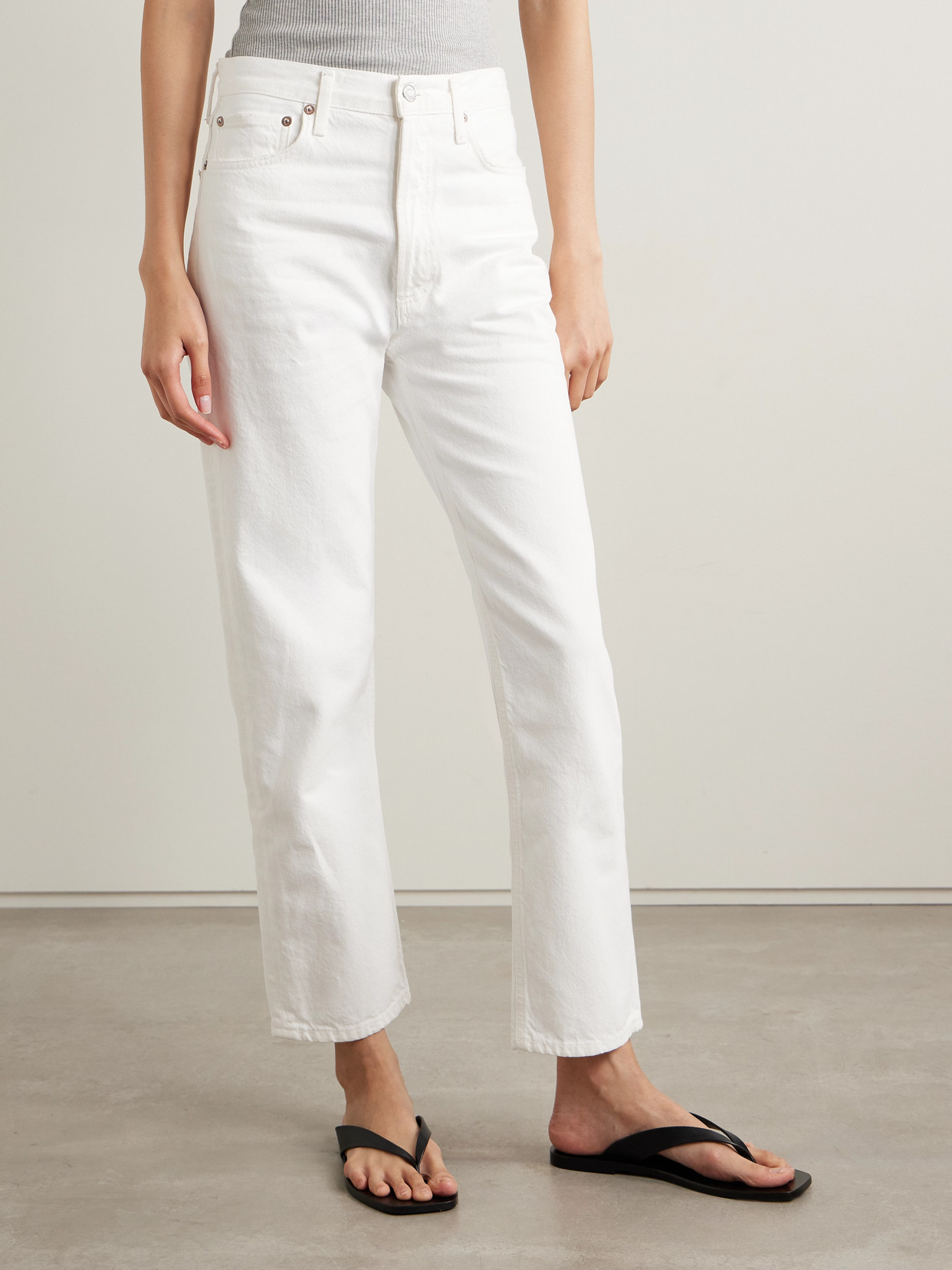 Agolde Riley Crop High Rise Stretch Jeans In Sour Cream