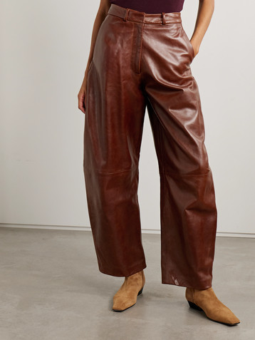 NOUR HAMMOUR Leather barrel-leg pants