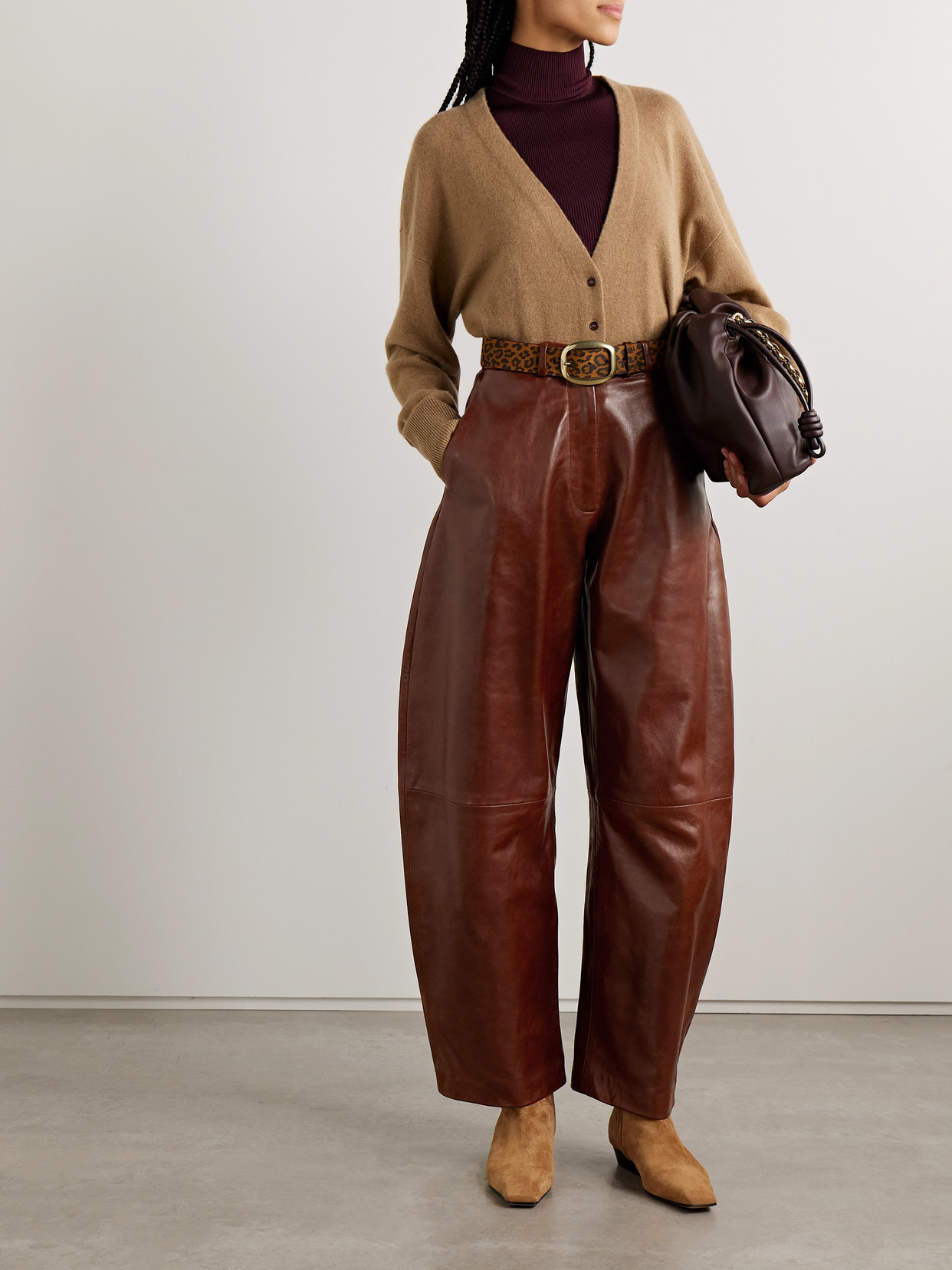 Nour Hammour Casual Pants With Belt Loops In Brown