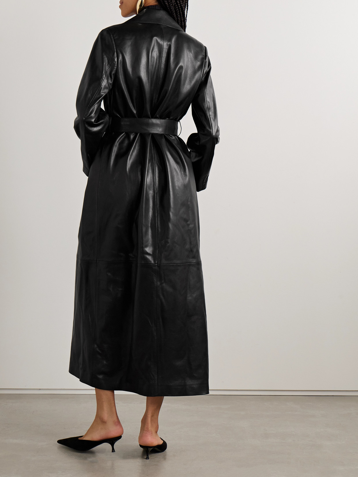 Nour Hammour Black Althea Belted Leather Jacket In Black