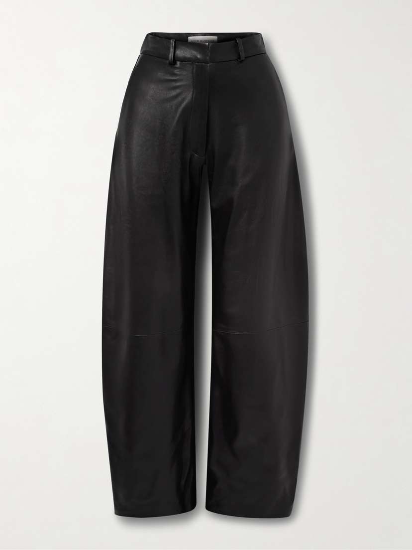 Nour Hammour Leather Barrel-leg Pants