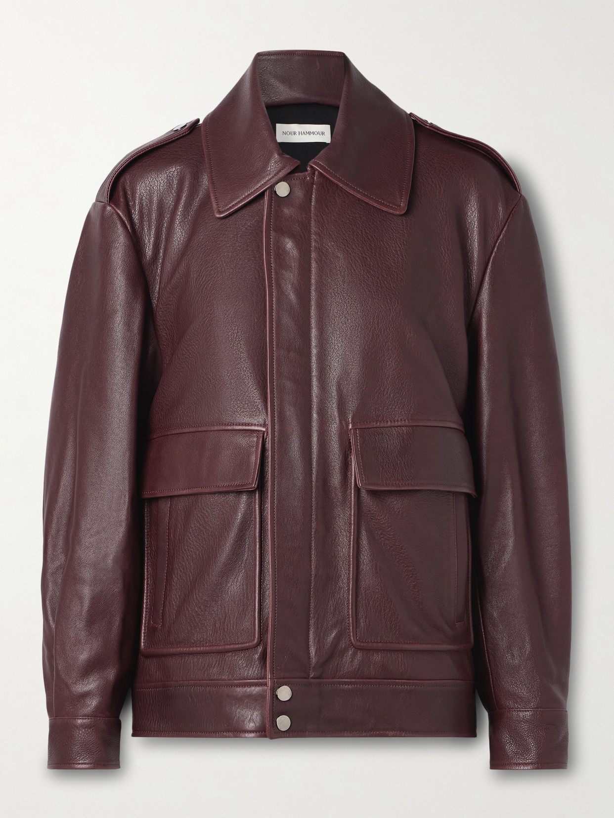 Nour Hammour Drey Leather Jacket In Brown