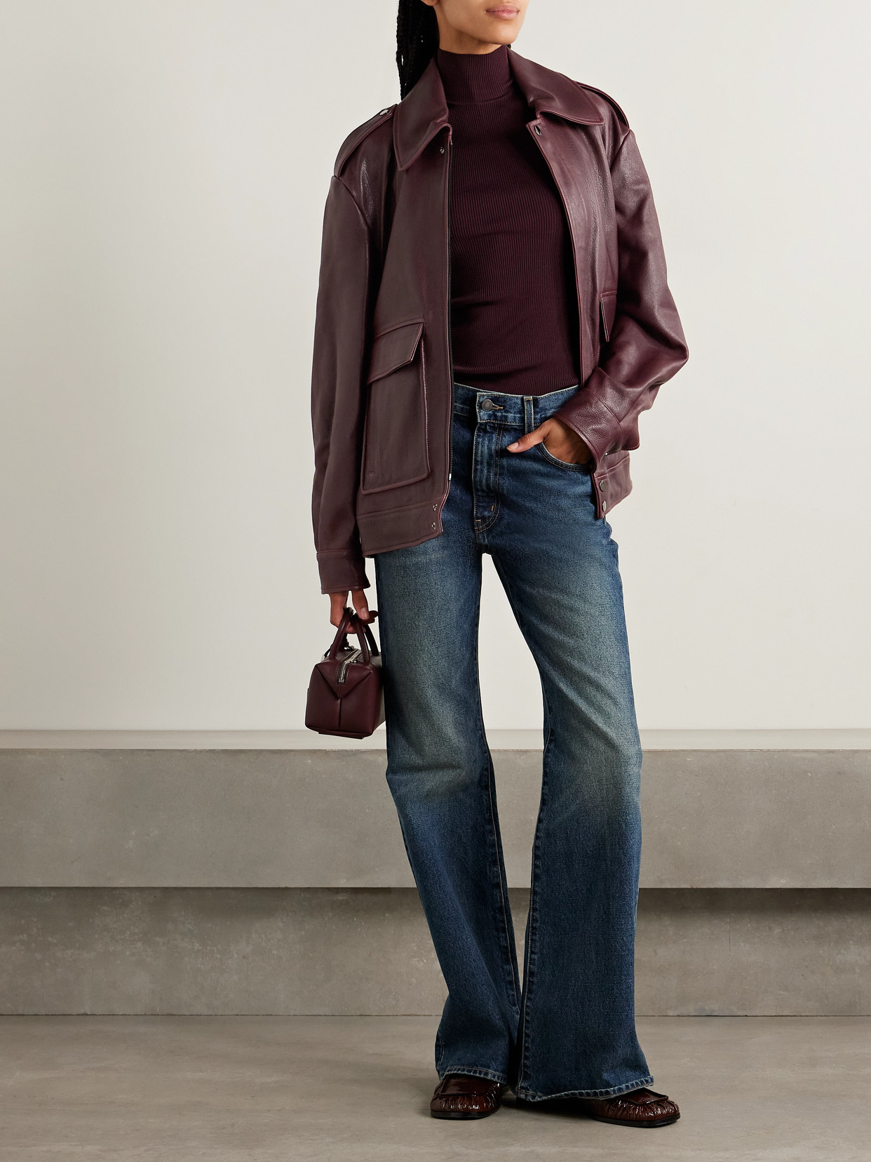 Nour Hammour Drey Leather Jacket In Brown