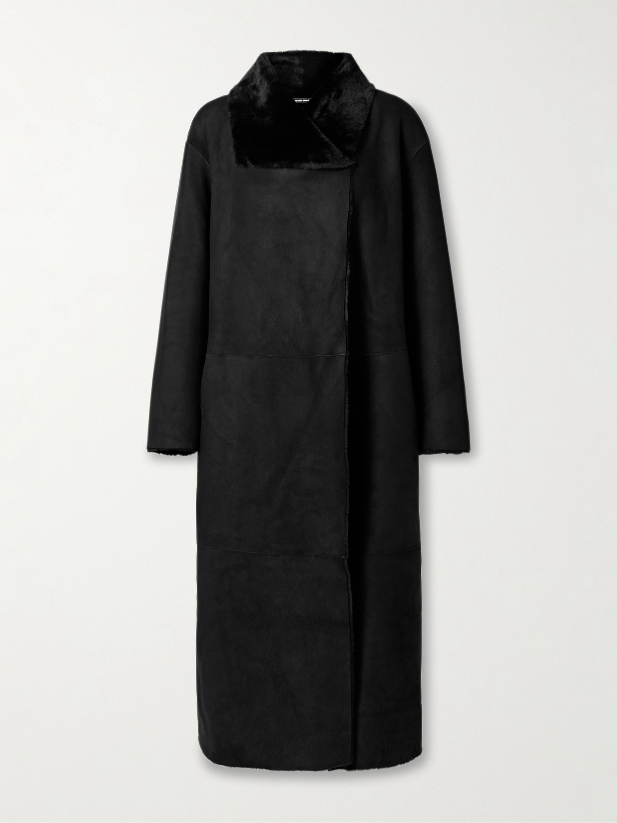 Nour Hammour Merinos Oversized Shearling Coat In Black
