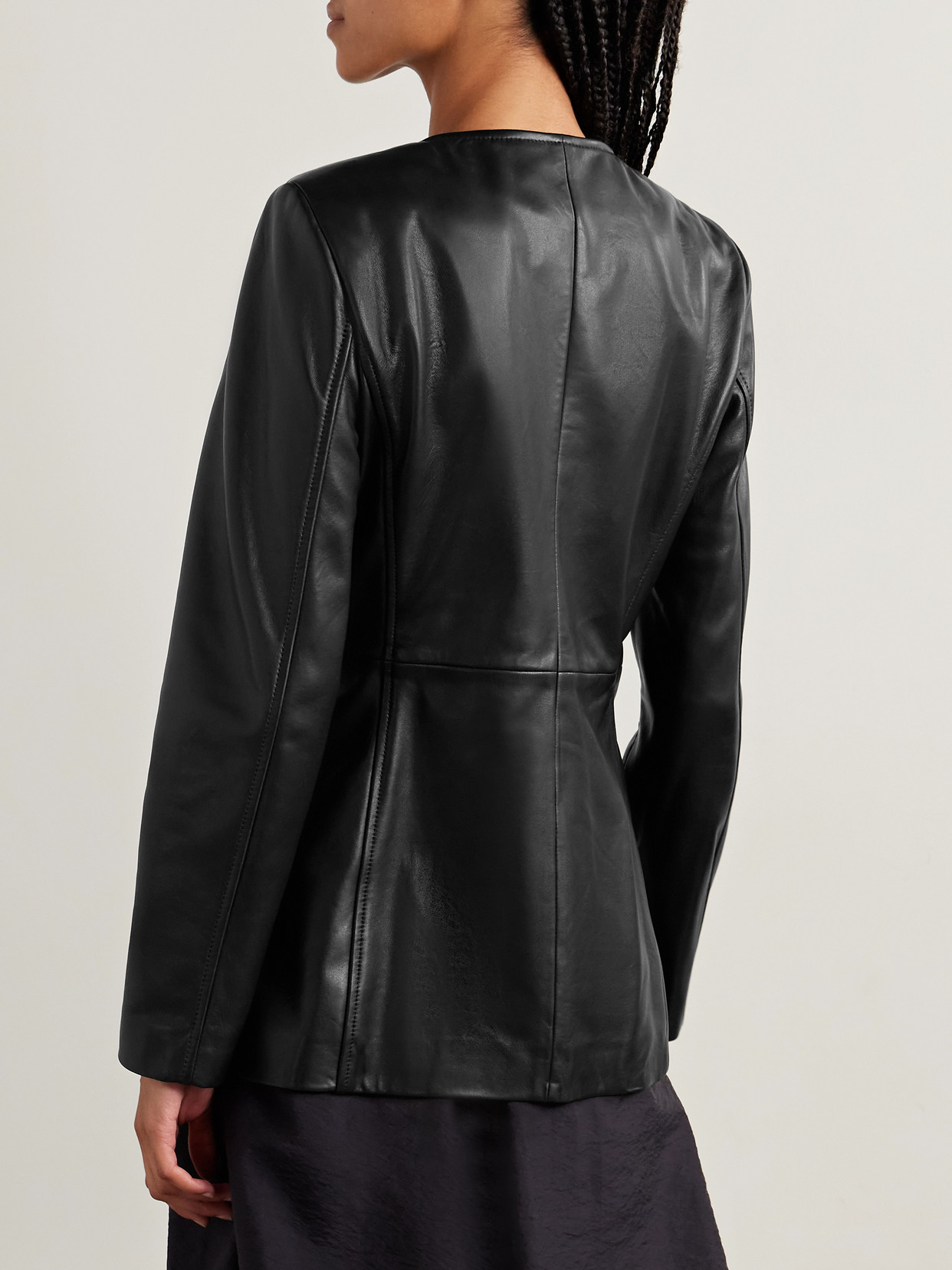 Nour Hammour Vernes Leather Jacket In Black