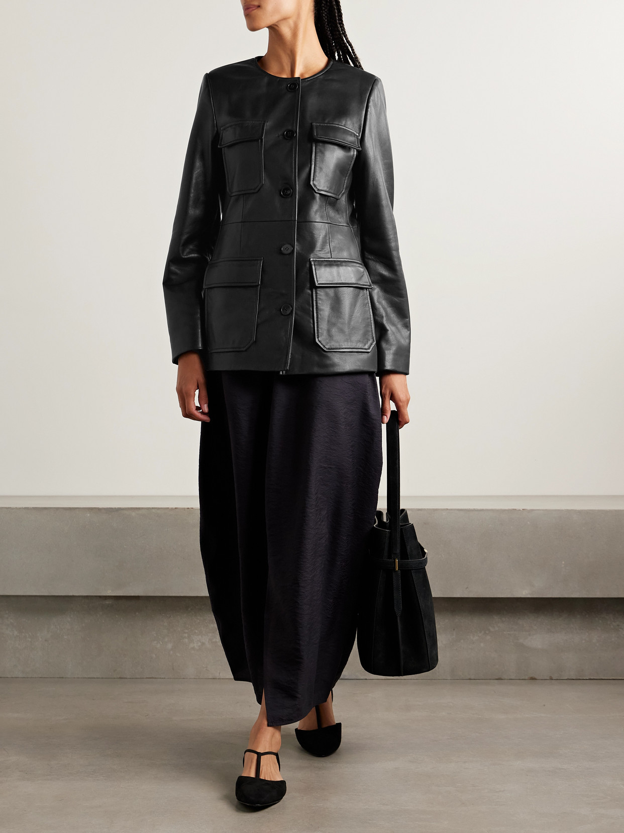 Nour Hammour Vernes Leather Jacket In Black