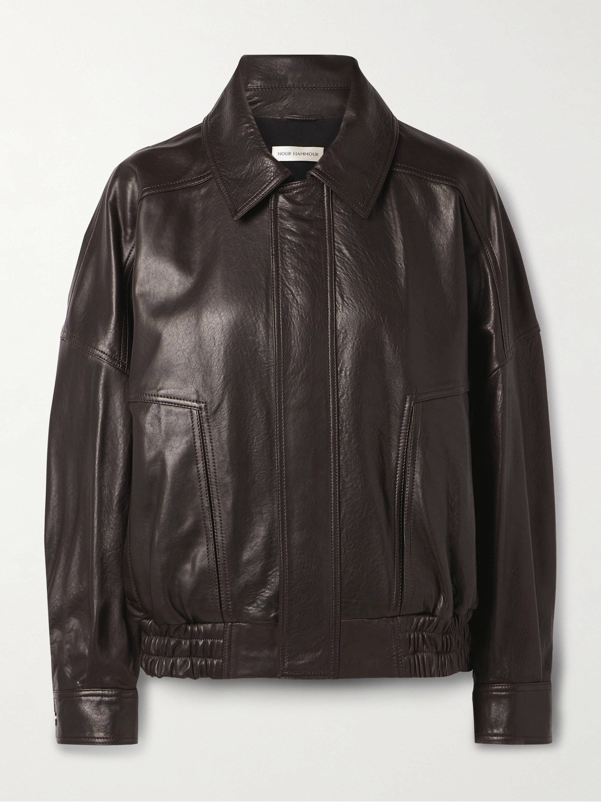 NOUR HAMMOUR Dalma leather bomber jacket thumbnail