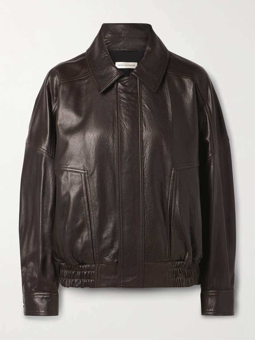Nour Hammour Dalma Leather Bomber Jacket