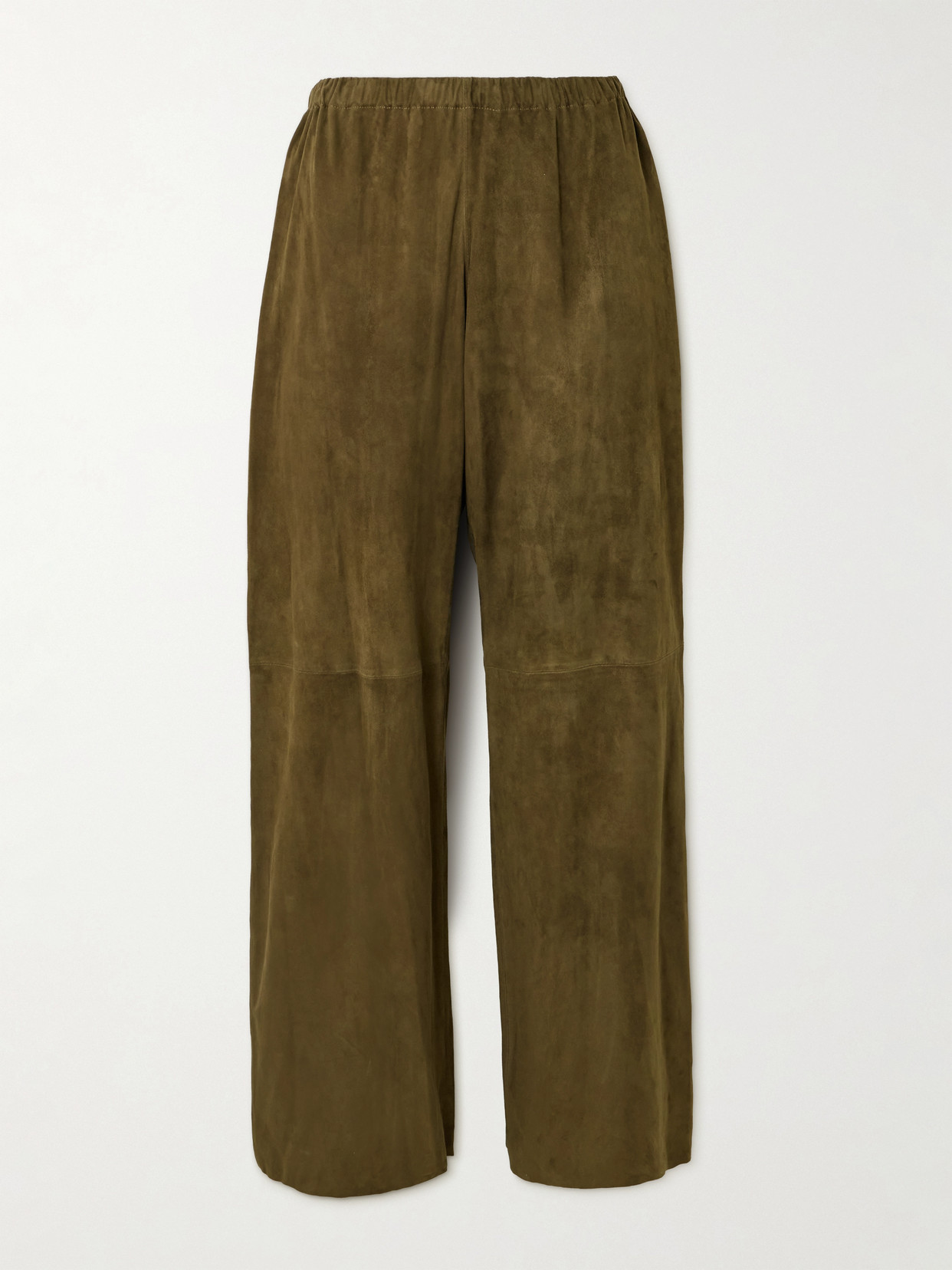 Nour Hammour Olan Suede Wide-leg Pants In Green