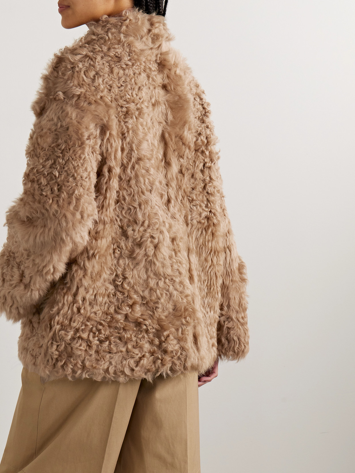 Nour Hammour Carolyn Shearling Coat In Brown