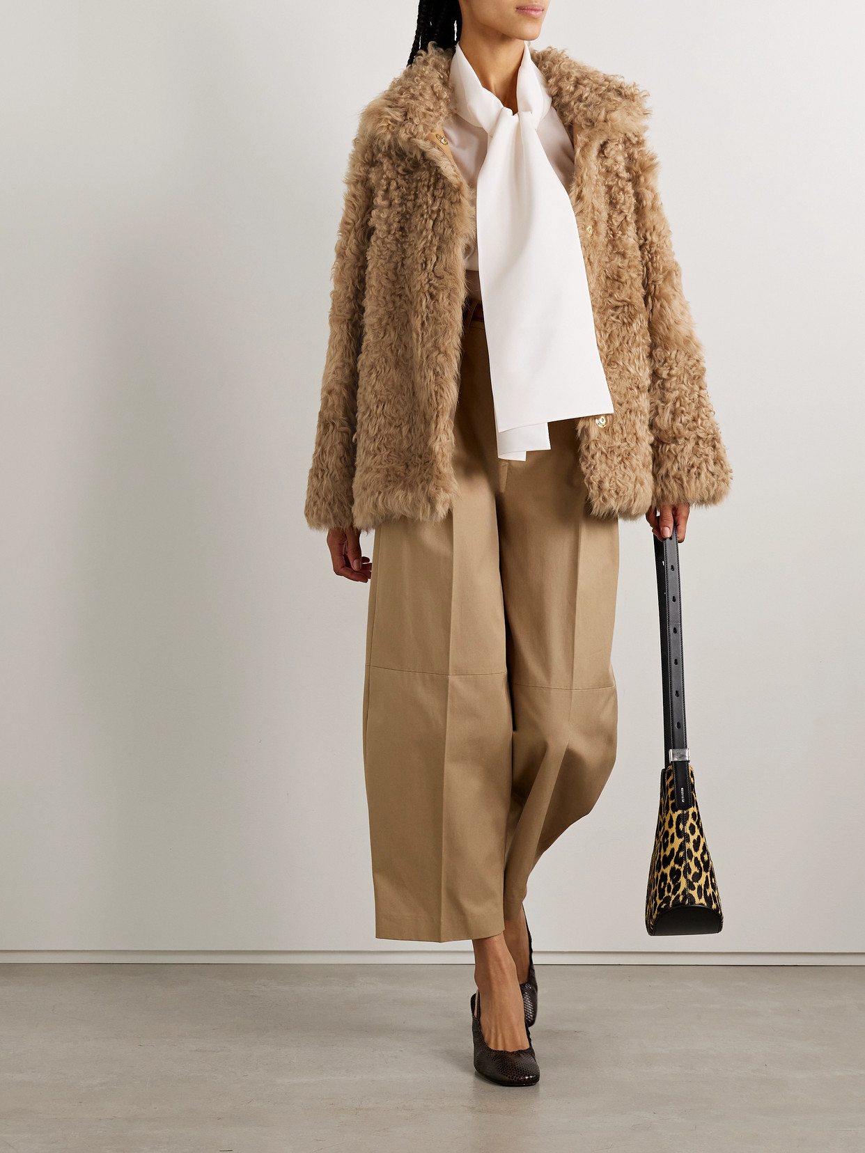 Nour Hammour Carolyn Shearling Coat In Brown