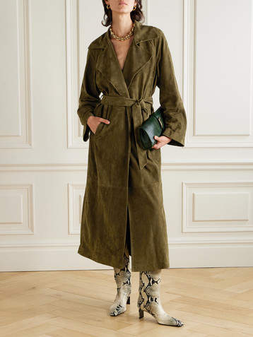 NOUR HAMMOUR - Athea paneled suede coat | Plush