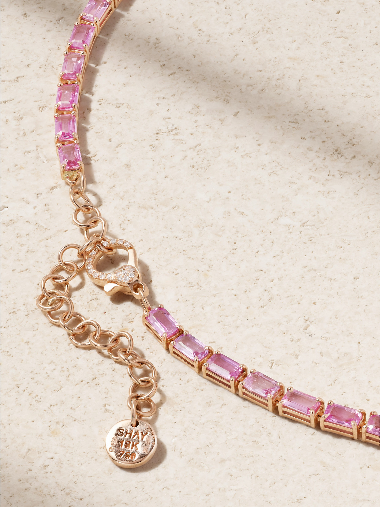 Shay 18-karat Rose Gold Sapphire And Diamond Tennis Necklace In Pink