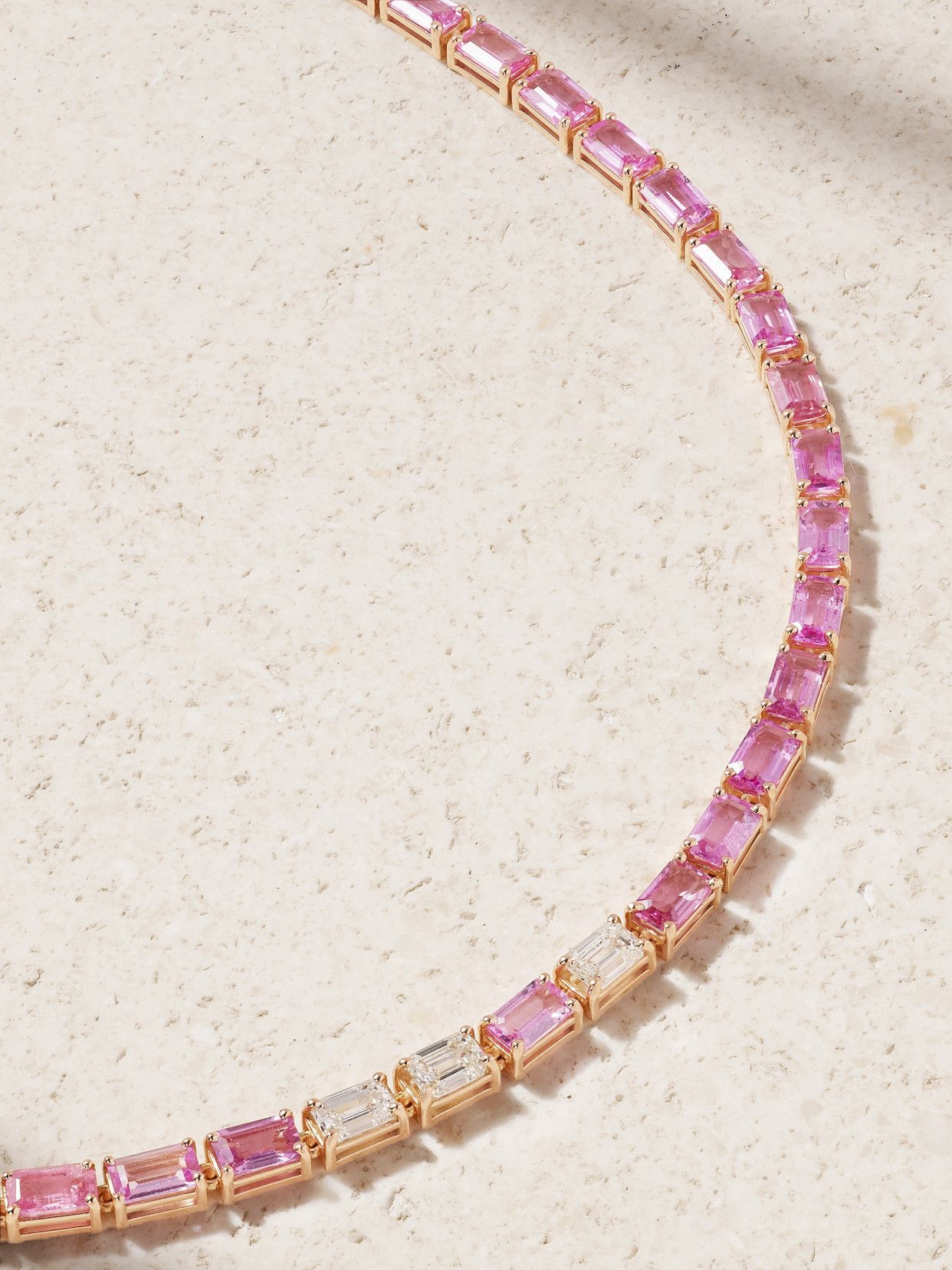 Shay 18-karat Rose Gold Sapphire And Diamond Tennis Necklace In Pink